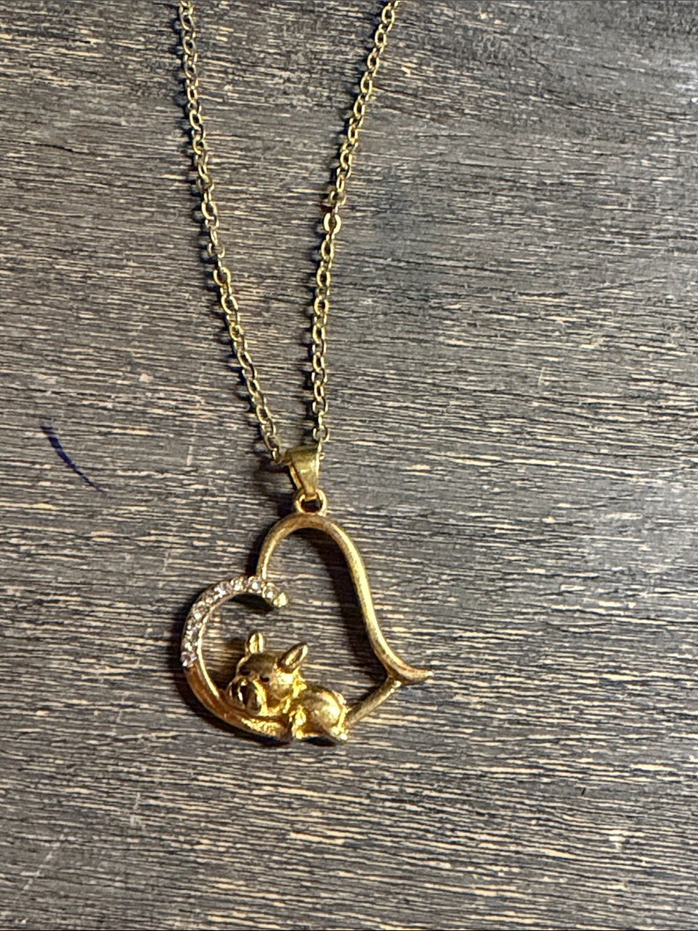 Gold Dog Heart Pendant Necklace - Pets Dog